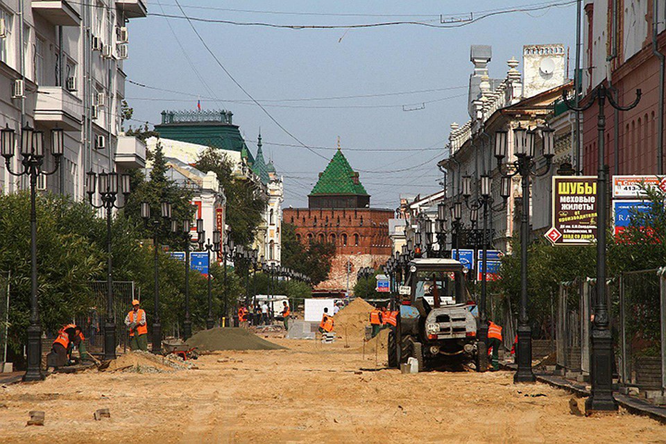 Работы по благоустройству улицы Большой Покровской в Нижнем Новгороде выполнены на 70%