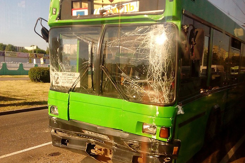 В Гомеле столкнулись два автобуса. Фото: Вконтакте, паблик "Это Гомель, детка!".