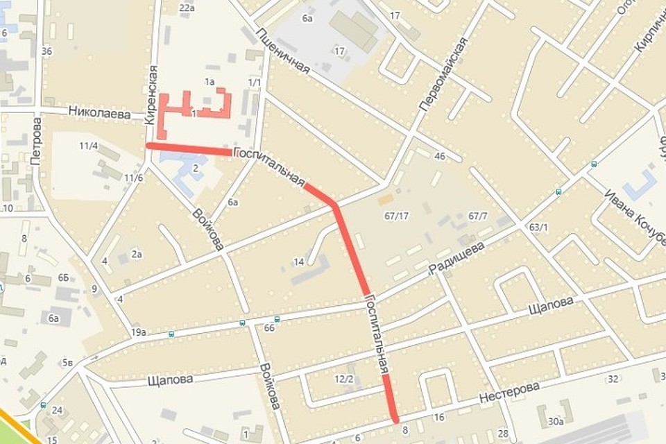 Парковка по улице Госпитальной будет запрещена. Скрин с 2ГИС.