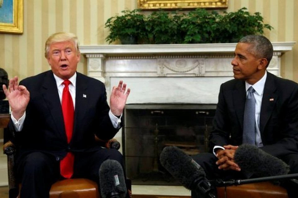 45-й президент США Дональд Трамп и 44-й президент США Барак Обама