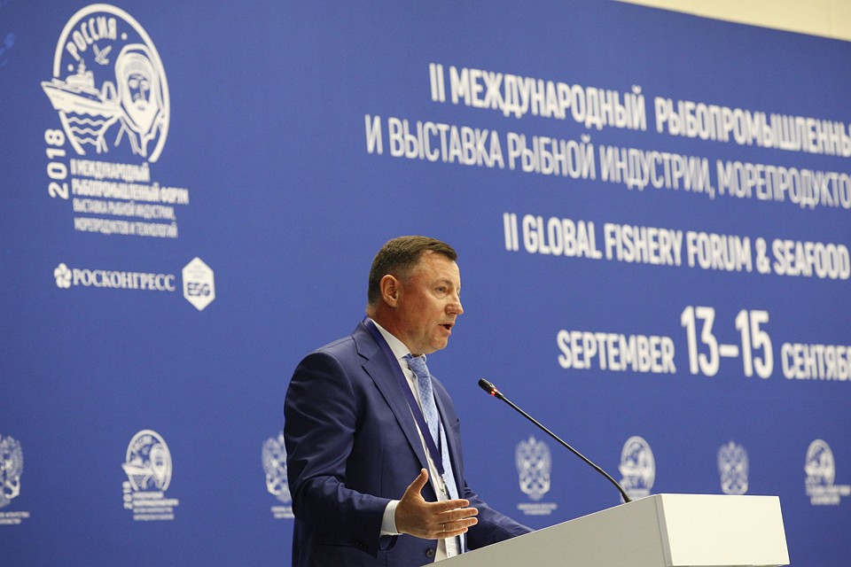 Заместитель руководителя Федерального агентства по рыболовству Петр Савчук на конференции «Судостроение 2050: взгляд в будущее». ФОТО Росконгресс