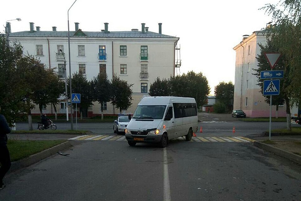 В Орше водитель маршрутки не заметил пешехода на переходе. Фото: ГАИ.