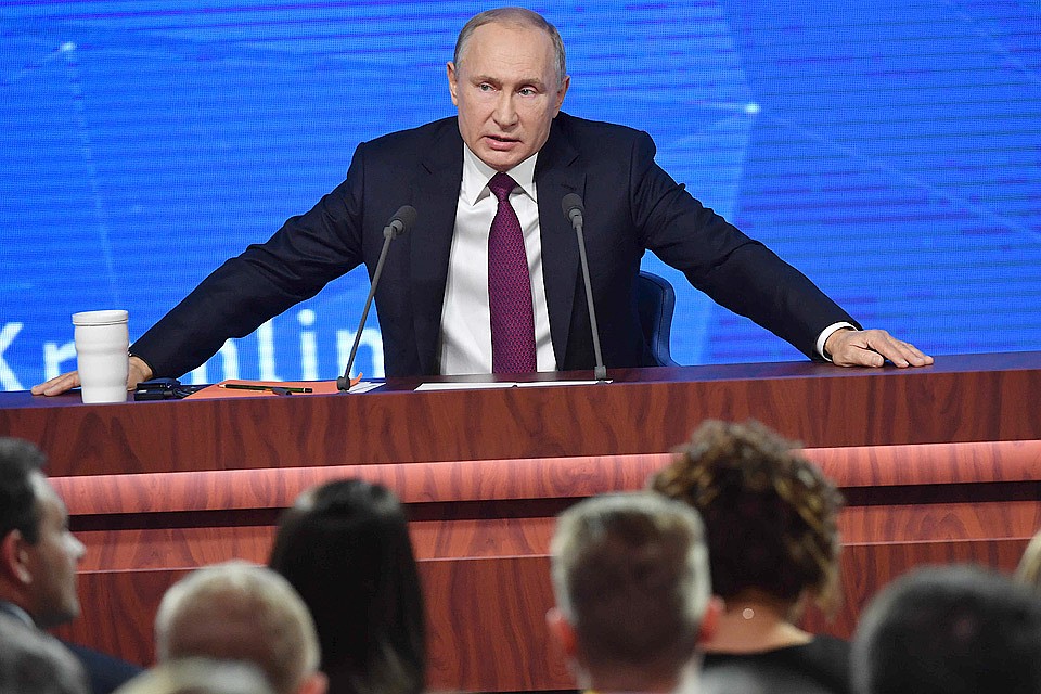 Президент России Владимир Путин во время Большой пресс-конференции.