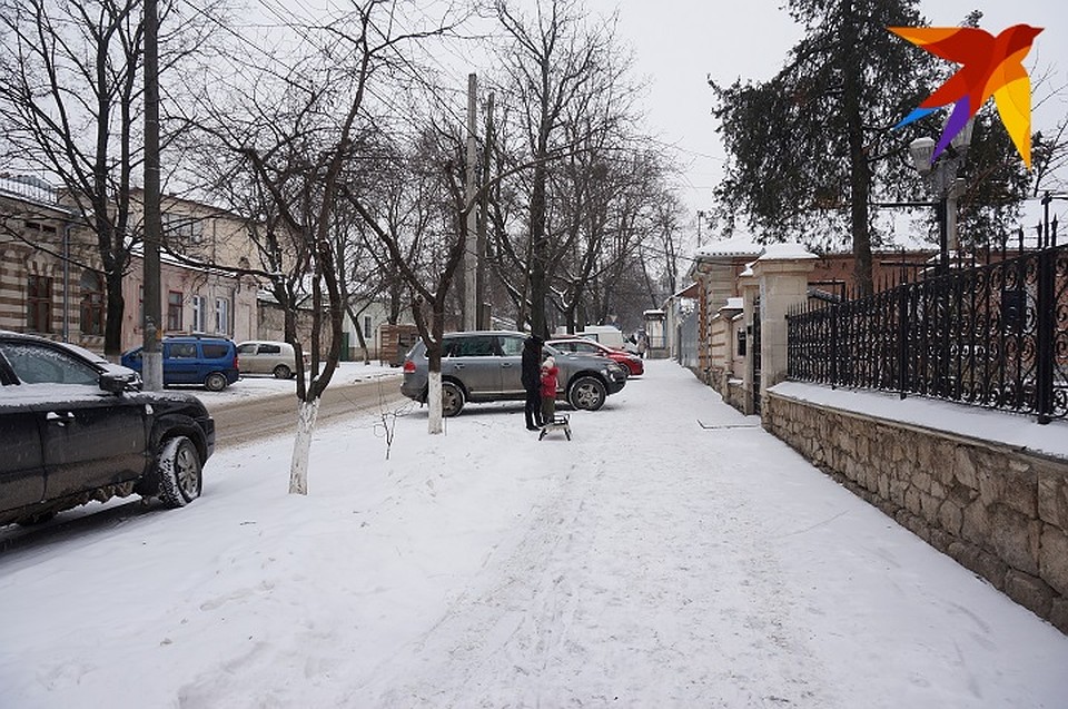 Зима на Болгарской улице в Кишиневе