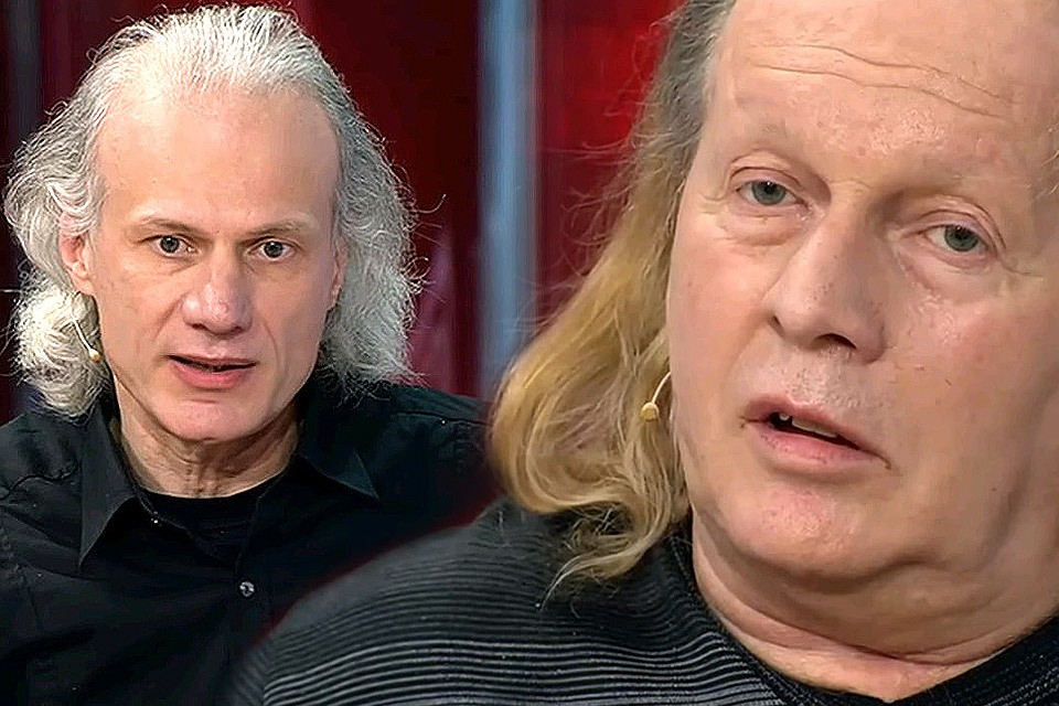 Крис Кельми (справа) и его брат Евгений Суслин в эфире передачи "Прямой эфир". Фото - кадр из программы