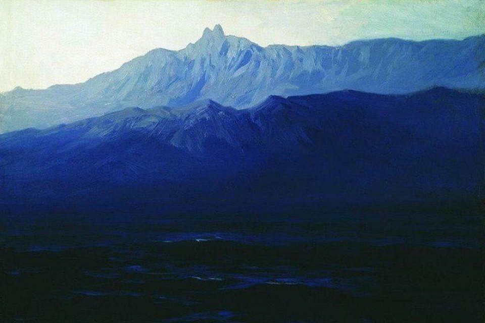 А.И. Куинджи. Ай-Петри. Крым. 1898 -1908. Бумага коричневая на картоне, масло, 39 x 53 см