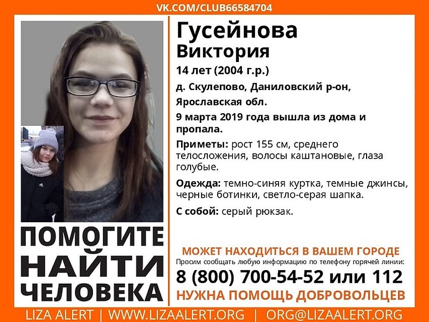 В Ярославской области пропала девочка-подросток. Фото поисковый отряд "Лиза Алерт"