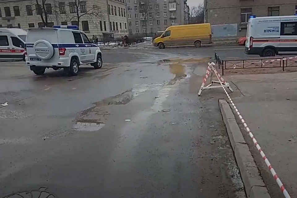 Жилой дом в Петербурге оцеплен спецслужбами из-за снарядов ВОВ Фото: Стоп-кадр с видео