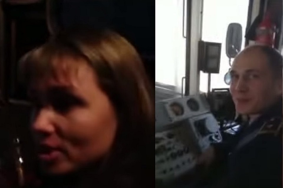 Свой тяжкий труд мужчина в итоге решил взвалить на свою подругу. Блондинка села за управление поездом. Фото: скриншот видео