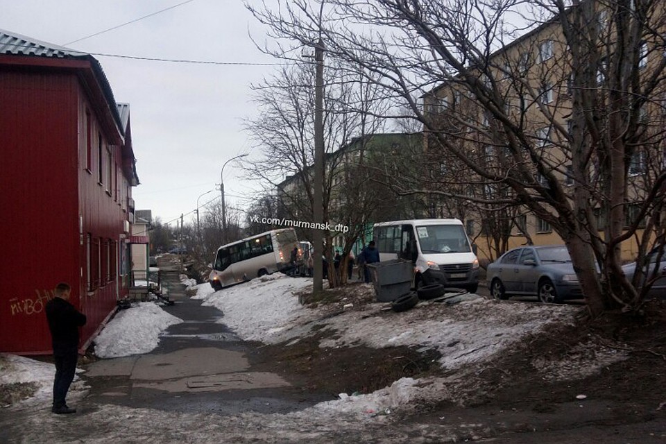 Водителю маршрутки пришлось свернуть с дороги, чтобы спасти жизнь собаке. Фото: Мурманск ДТП ЧП