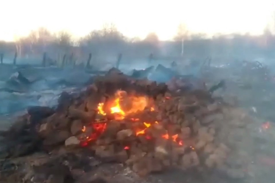 В деревне сгорели дома Скриншот из видео. Автор: vk.com/#ВЫШНИЙ ВОЛОЧЕК