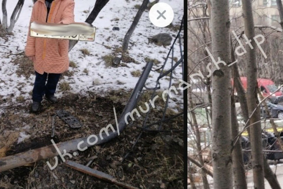 Горе-водитель так торопился уехать с места аварии, что забыл госномер. Фото: vk.com/murmansk_dtp