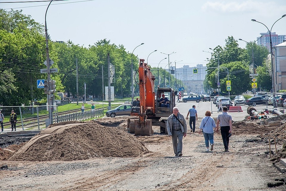 В центре Перми идут дорожные работы