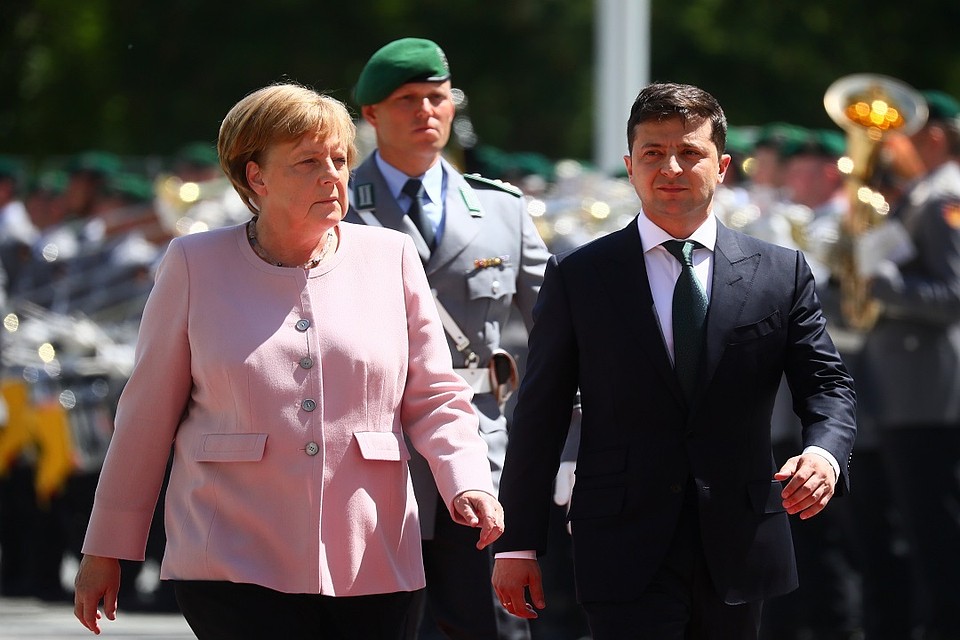 Канцлер Германии Ангела Меркель и президент Украины Владимир Зеленский