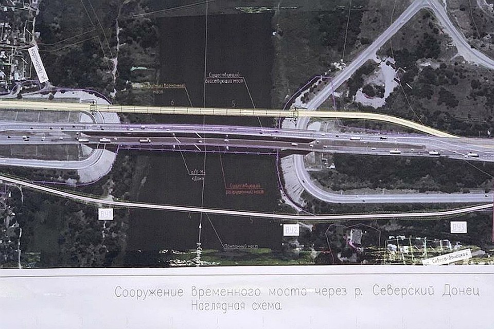 Схема расположения расположения временного моста. Фото: Instagram.com/golubev.v.u