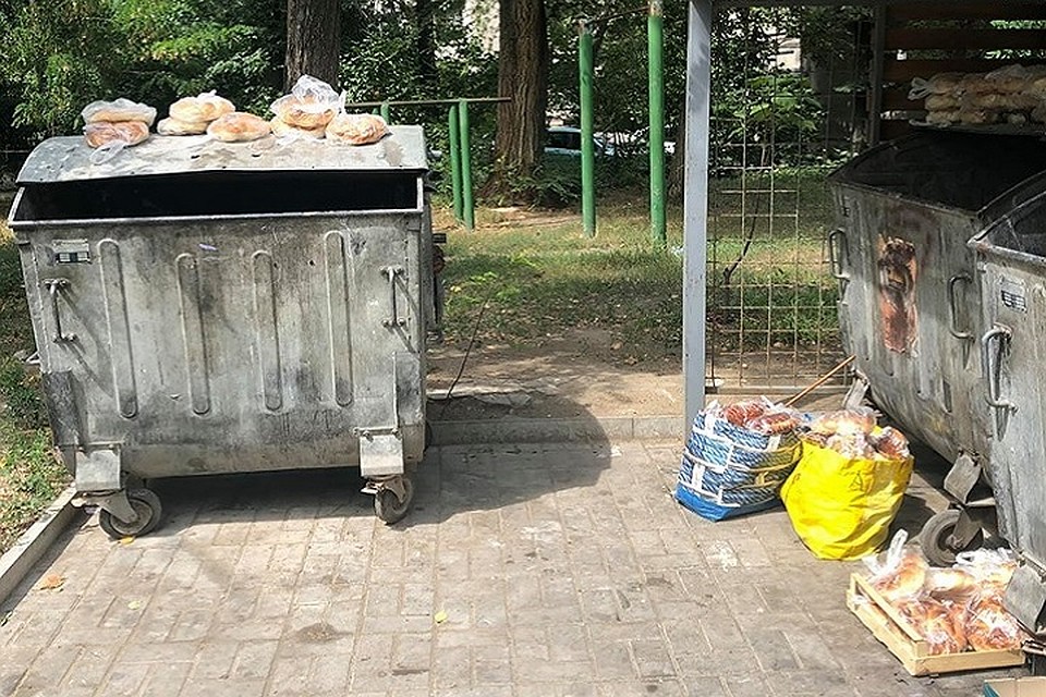 В Кишиневе на мусорку из магазина выкинули десятки черствых колачей. Фото: chisinau.fail