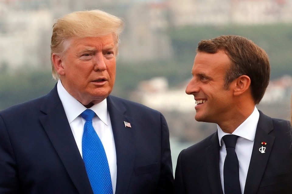 Дональд Трамп и Эммануэль Макрон в Биаррице