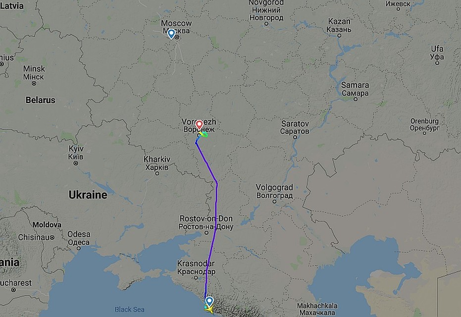 Фото: скриншот маршрута сервиса Flightradar