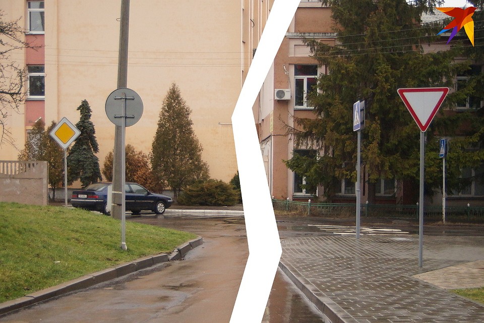 На перекрестке в Гомеле стоят два противоречащих друг другу знака