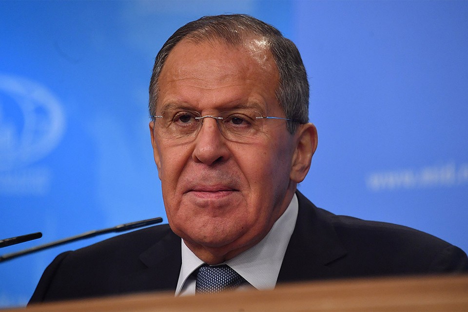 Сергей Лавров на пресс-конференции в стенах МИД.