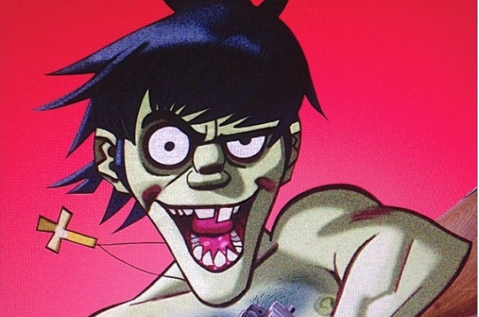 Басист и лидер группы Gorillaz Мердок, нарисованный Джейми Хьюлеттом