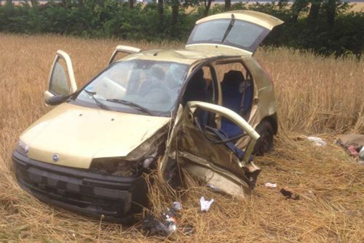 Машина с грибниками вылетела в кювет и перевернулась. Фото: ГАИ Гродно.