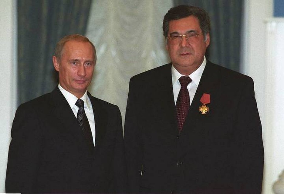 Фото: АКО. Аман Тулеев и Владимир Путин (2008 г.)