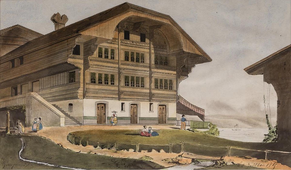 Ученический рисунок Поля Гогена «Швейцарское шале на берегу Луары», 1865 год. Фото с официального сайта аукционного дома Rouillac