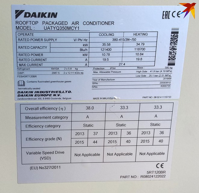 Аппарат известной японской фирмы Daikin весит 580 килограмм и имеет мощность охлаждения – 35,5 киловатт. Фото: Геннадий МОЖЕЙКО