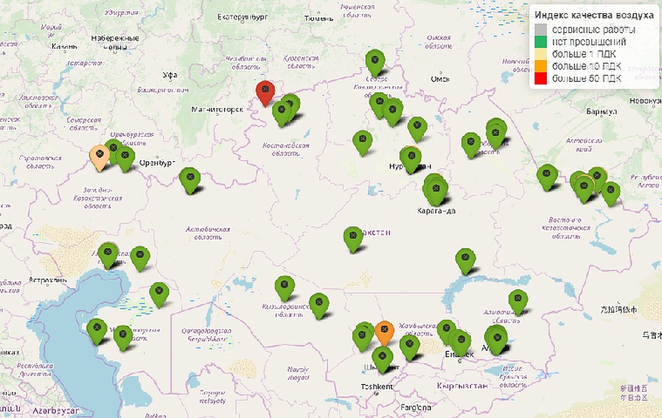 Мониторинг атмосферного воздуха Республики Казахстан. Фото: Скриншот сайта