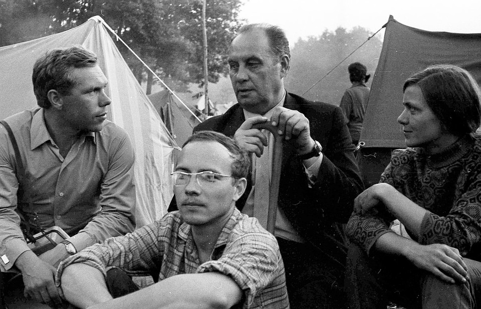 Первый фестиваль памяти. Слева направо - Евгений Недосеков, Анатолий Головин, Федор Иванович Грушин