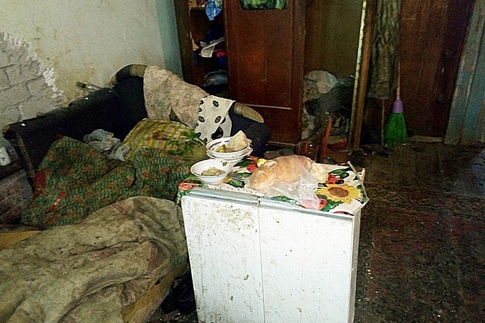 В доме очень давно не делали уборку, все покрыто толстым слоем грязи мусора
