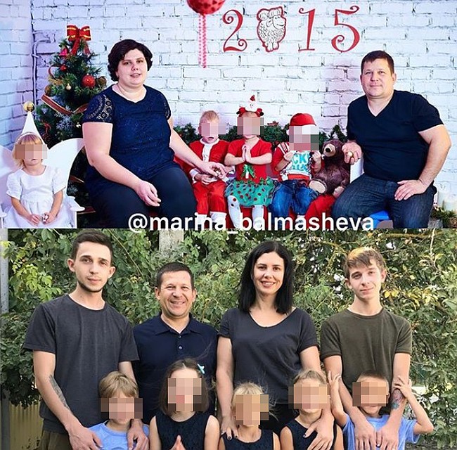 Семья Марины. На фото сверху девушка еще до похудения. Фото: instagram.com/marina_balmasheva/