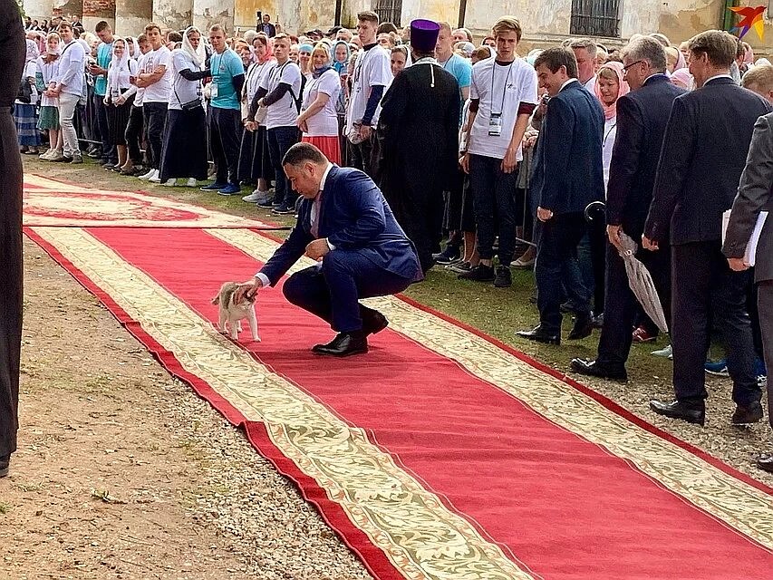 Игорь Руденя погладил котика Фото: Татьяна РУМЯНЦЕВА