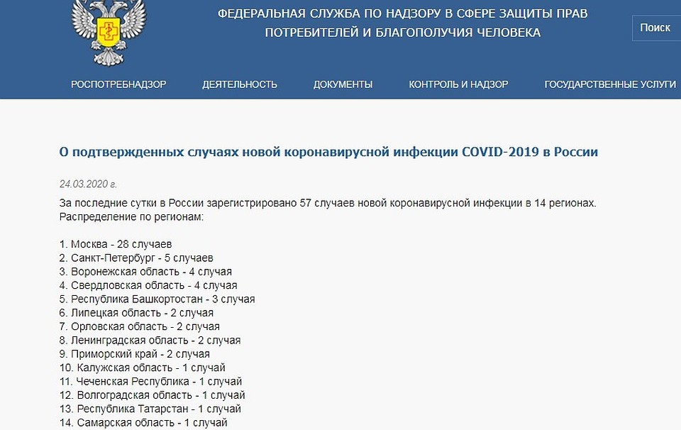 Такие данные приводит Роспотребнадзор