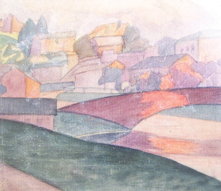 Городской пейзаж 1920-х на работе Михаила Филипповича. Фото: фонды Национального исторического музея Беларуси, kimpress.by