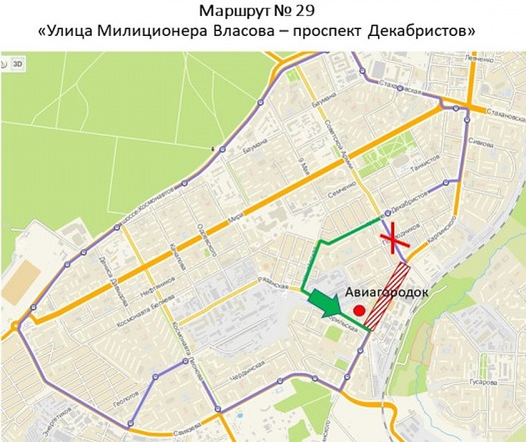 Схема временного маршрута. Фото: gorodperm.ru