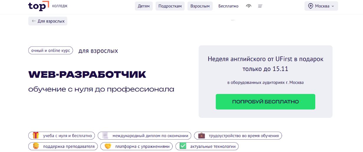 «Web-разработчик» от «Академии Топ»