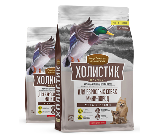 Сухой корм для собак мини-пород, утка с рисом