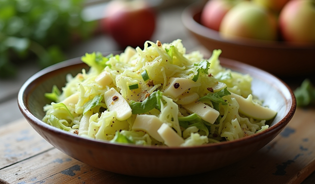 Салат с капустой, сельдереем и яблоком