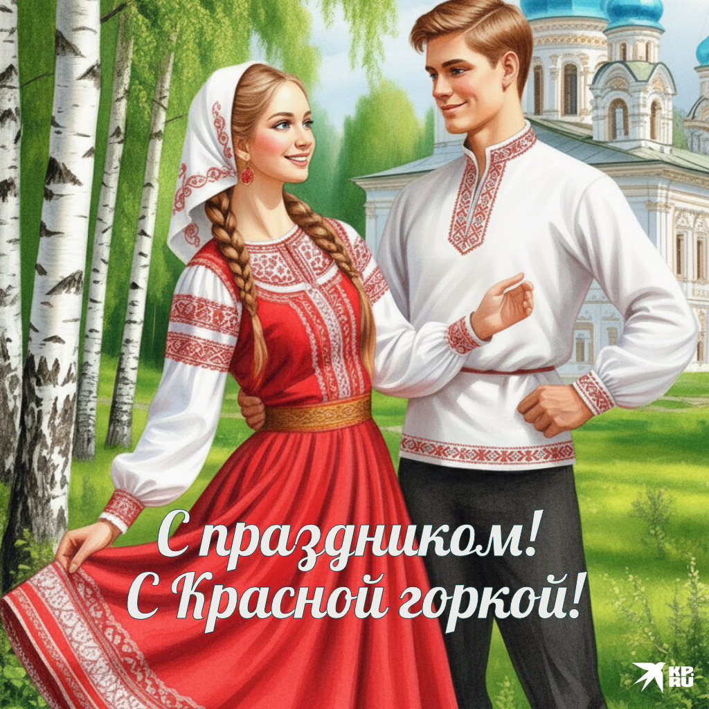 Красивые открытки «С Красной горкой» с поздравлениями женщине и мужчине