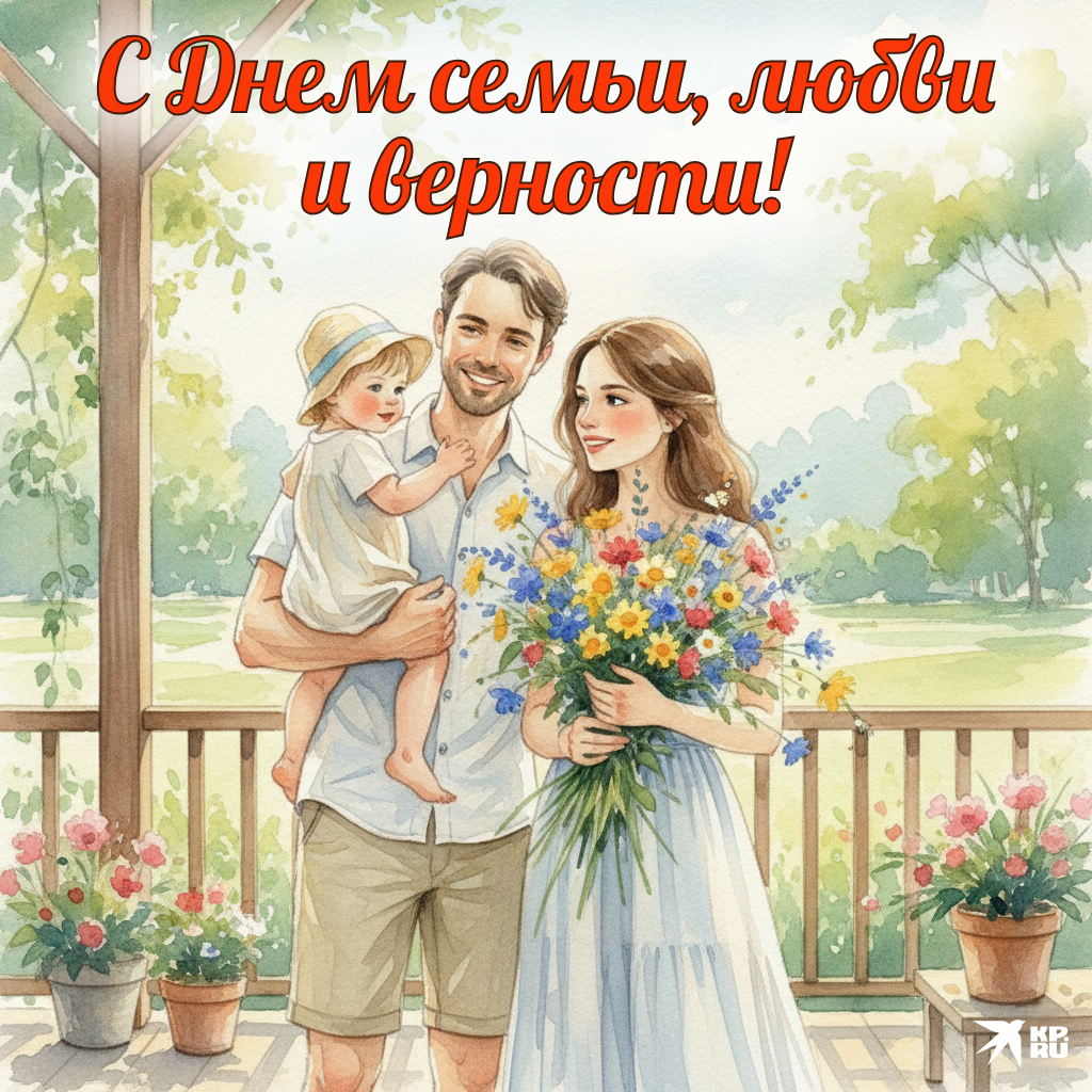 Красивые открытки на День семьи, любви и верности с поздравлениями