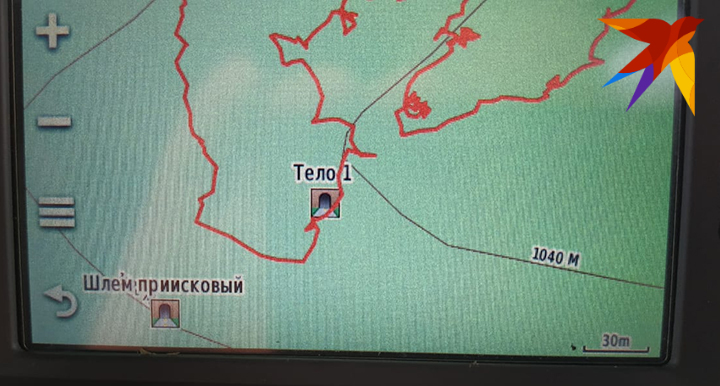 Маршрут движения спасателей. На карте отмечена точка, где нашли тело. Фото: предоставлено спасателями