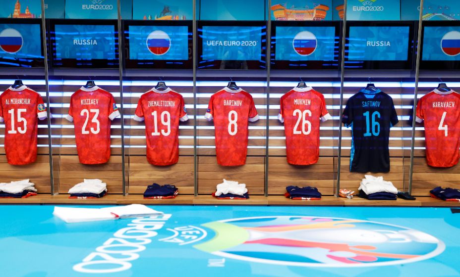 Раздевалка сборной России перед матчем с Финляндией. Фото: РФС