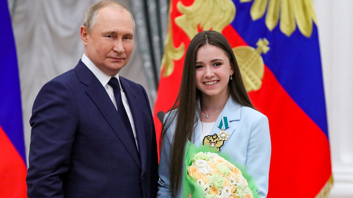 Камила Валиева, Владимир Путин на приеме в Кремле. Фото: REUTERS