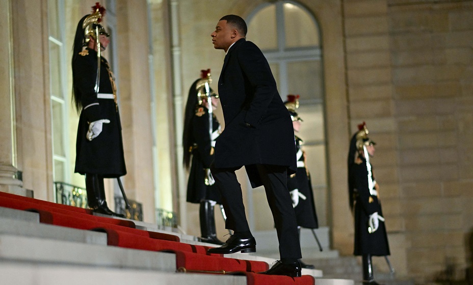 February 27, 2024: Kylian Mbappe attends a diner at Palais de l Elysee on February 27, 2024 in Paris, France. (Credit Image: Global Look Press/Keystone Press Agency)