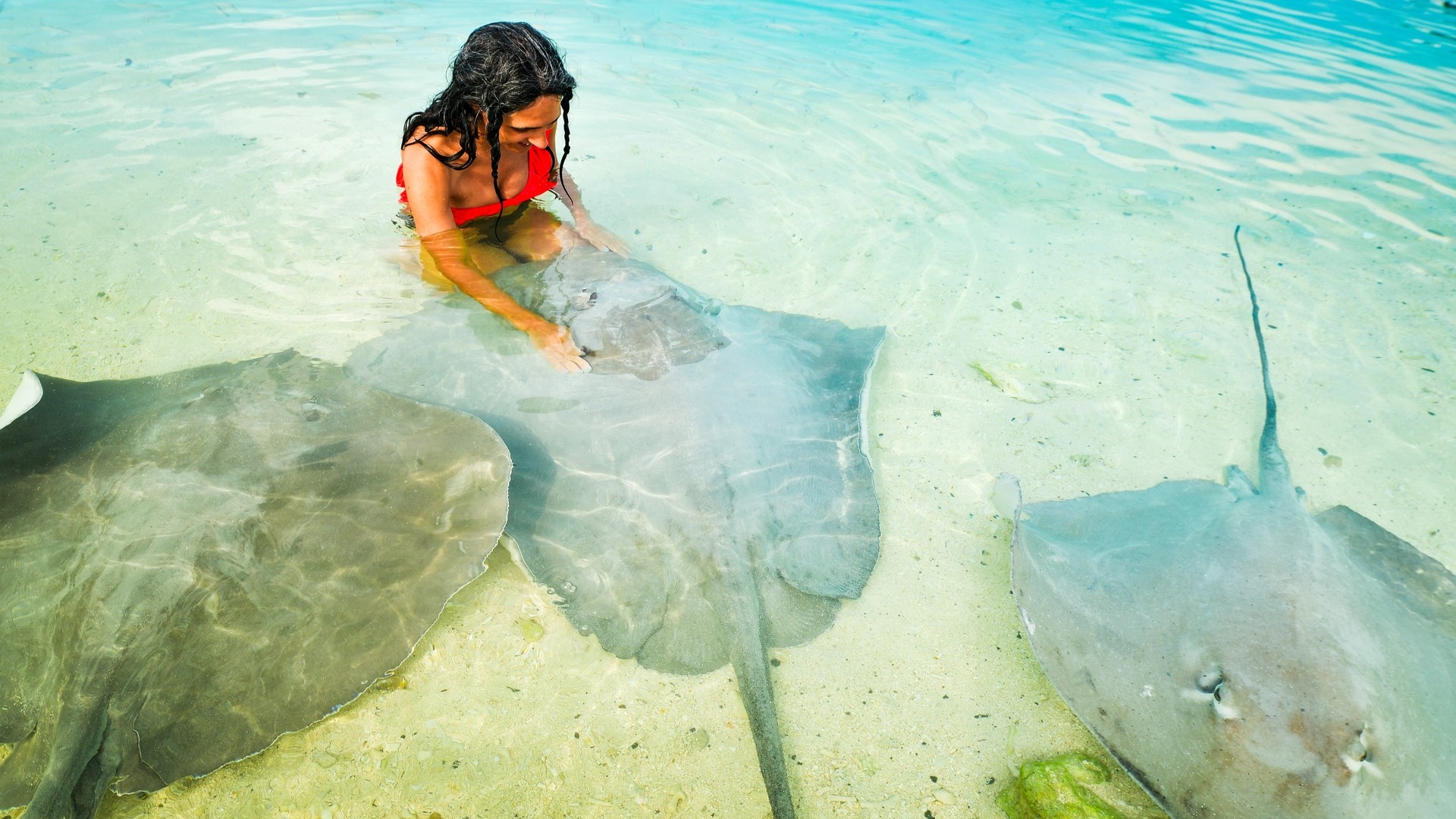 Девушка со скатами, Бикини-Бич на Фулиду.