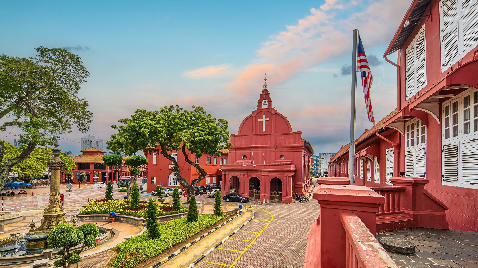 Голландская площадь в Малакке, Малайзия.